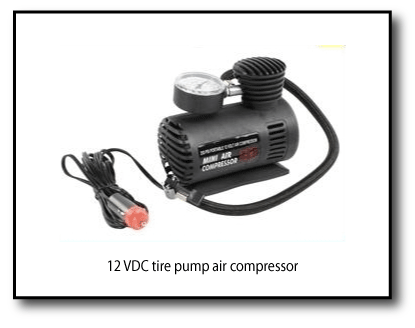 Compressor size a small 12 VDC tire pump compressor