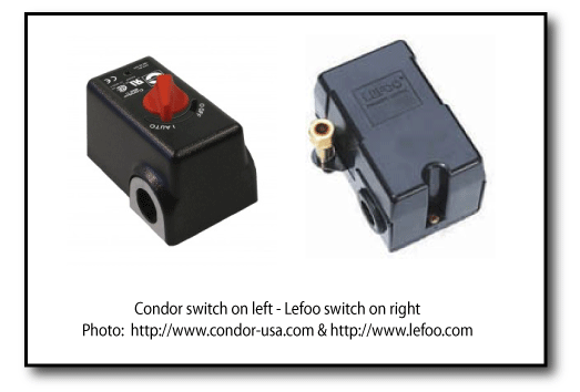 Photo of two air compressor pressure switches