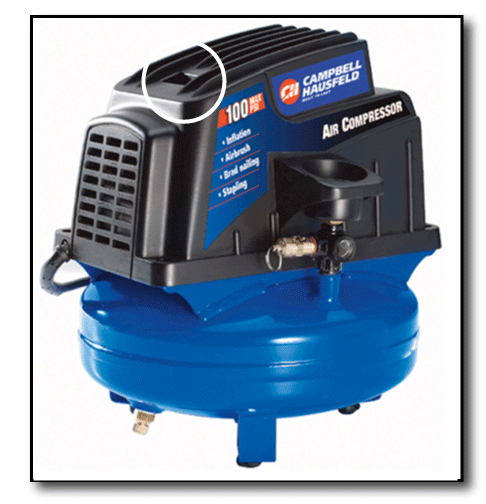 Recessed ON / OFF switch on Campbell Hausfeld air compressor