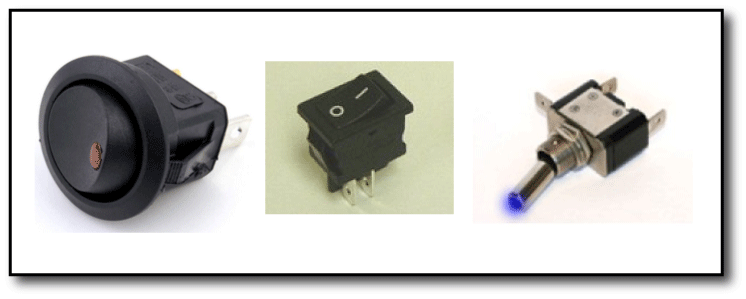 Selection of rocker and toggle switches