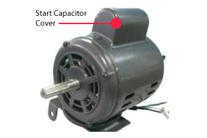 Start capacitor cover installed on electric motor