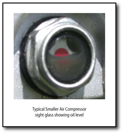 Typical compressor pump oil sight glass