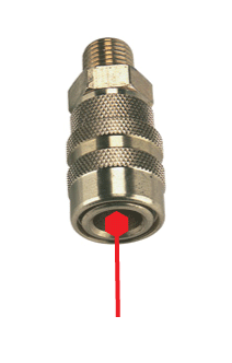 Compressed air coupler showing where the connector is inserted.